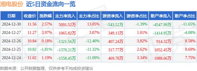 湘电股份（600416）12月30日主力资金净买入509152万元(图1)